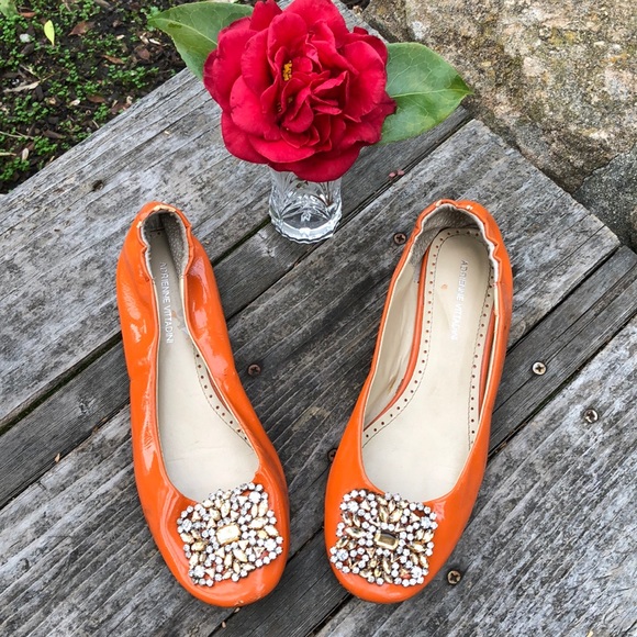 Adrienne Vittadini Shoes - 🌺 Adrienne Vittadini Orange Rhinestone Flats Sz 7
